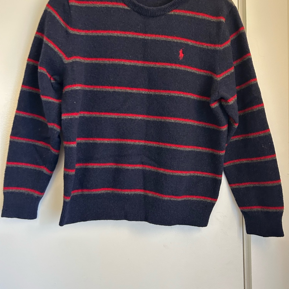 Ralph Lauren Navy and Red Striped Sweater